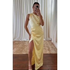Show Me Your Mumu Jodie Dress in Yellow Luxe Satin XL